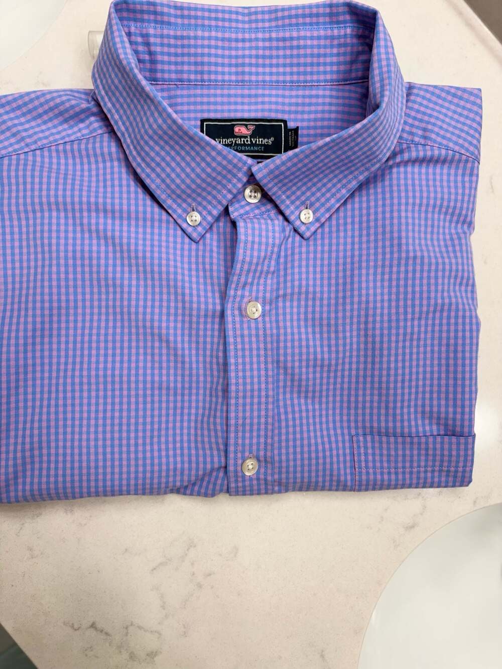 Vineyard Vines Performance Classic Fit Murray Shirt Purple and Blue Gingham